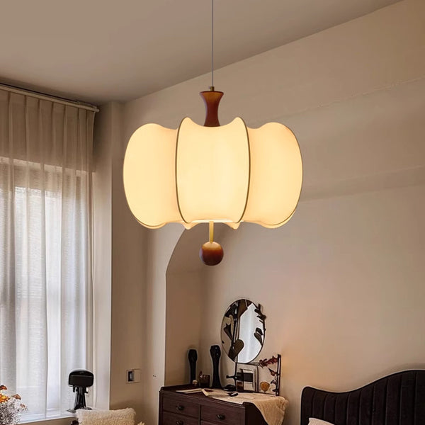 Vintage medieval fabric chandelier restaurant light wabi-sabi wind new Chinese zen bedroom light study light Zhongshan lamp