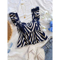Women's summer new fashion versatile elegant printed shirred waist flutter sleeve blouse