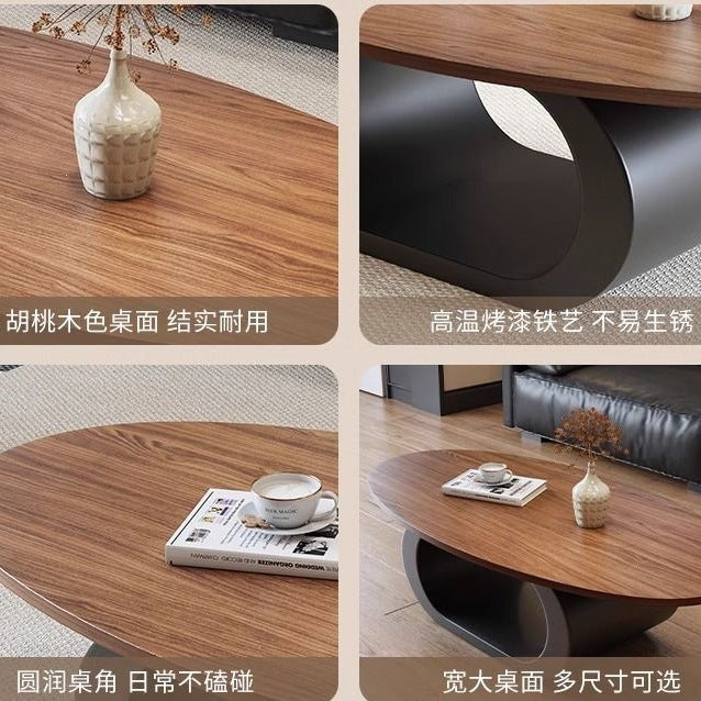 Medieval style creative coffee table oval casual small apartment living room tea table popular special-shaped cut out log tea table