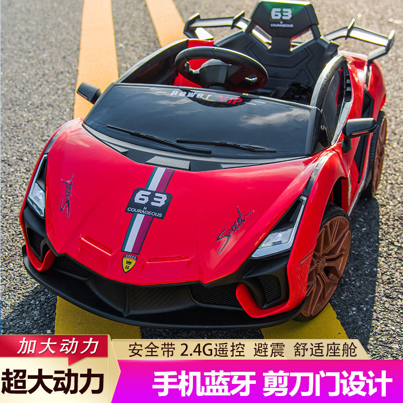 New children's electric car children can sit four-wheel remote control car boys and girls with rocking four-wheel drive toy car