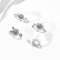 European and american cross-border fashion ins gemstone ring - sun & moon diamond-studded light luxury high-end geometric ring set for women