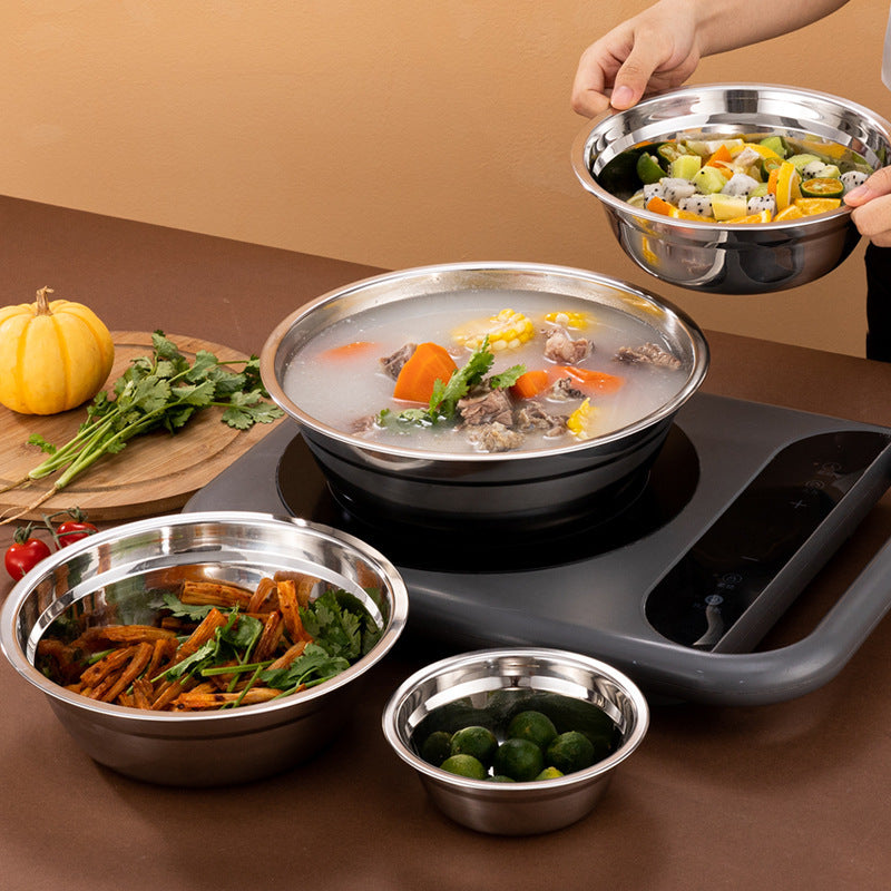 Daily dining kitchen 304 stainless steel basin thickened commercial canteen dishes for home soup basin for home vegetable basin with logo