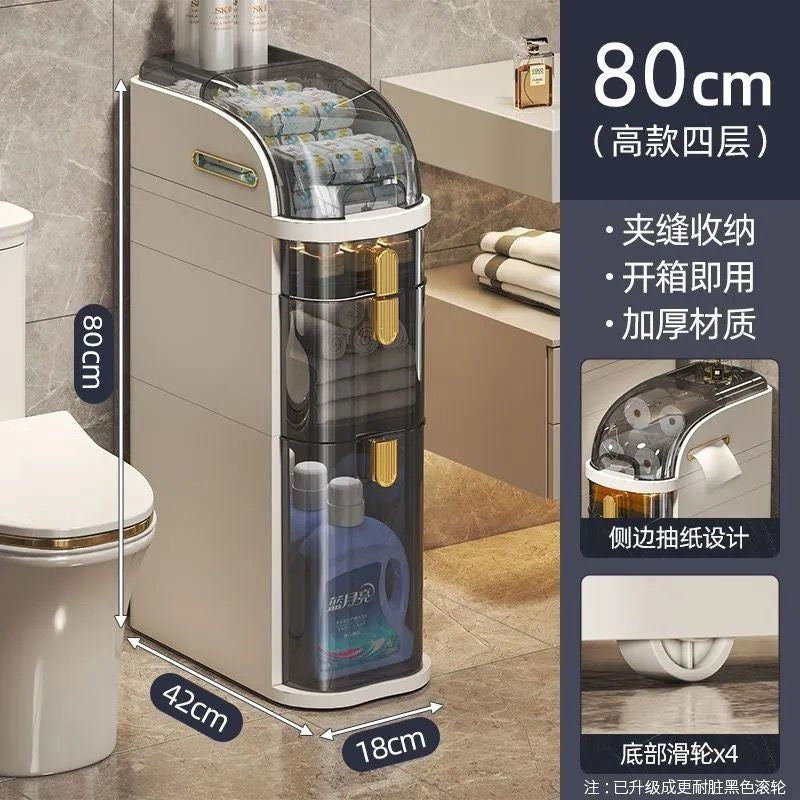 Bathroom slit storage cabinet drawer type toilet narrow slit storage cabinet plastic bathroom slit cabinet ultra-narrow narrow side cabinet