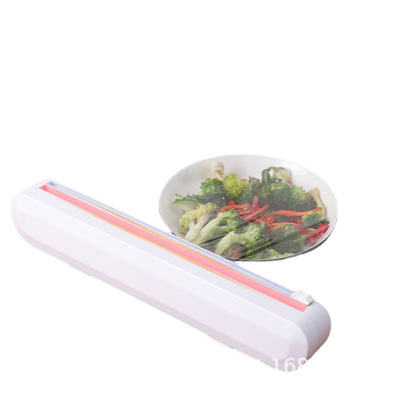 Plastic wrap cutter household large roll kitchen cutting box food grade PE plastic wrap storage box can be adsorbed