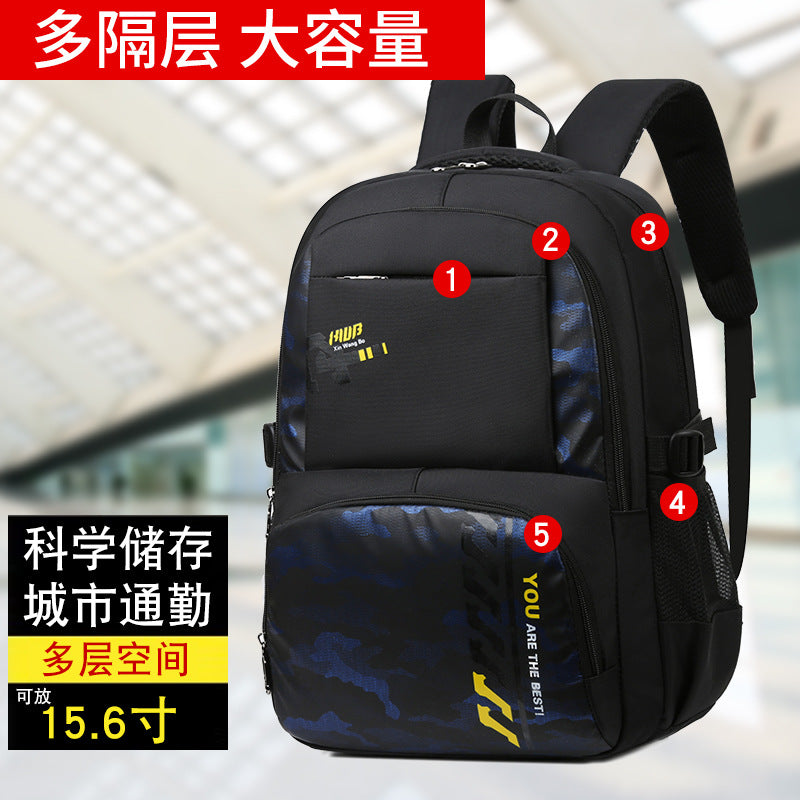 Manufacturers wholesale new backpacks for primary and secondary school students, large-capacity backpacks, casual and simple boys and girls, junior high school students schoolbags