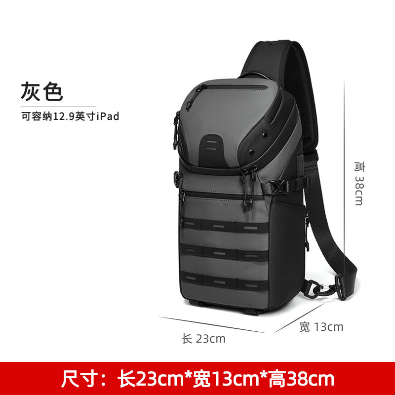 Off-road men's breast bag, tactical shoulder bag, outdoor sports waterproof messenger bag, large-capacity new casual men's backpack