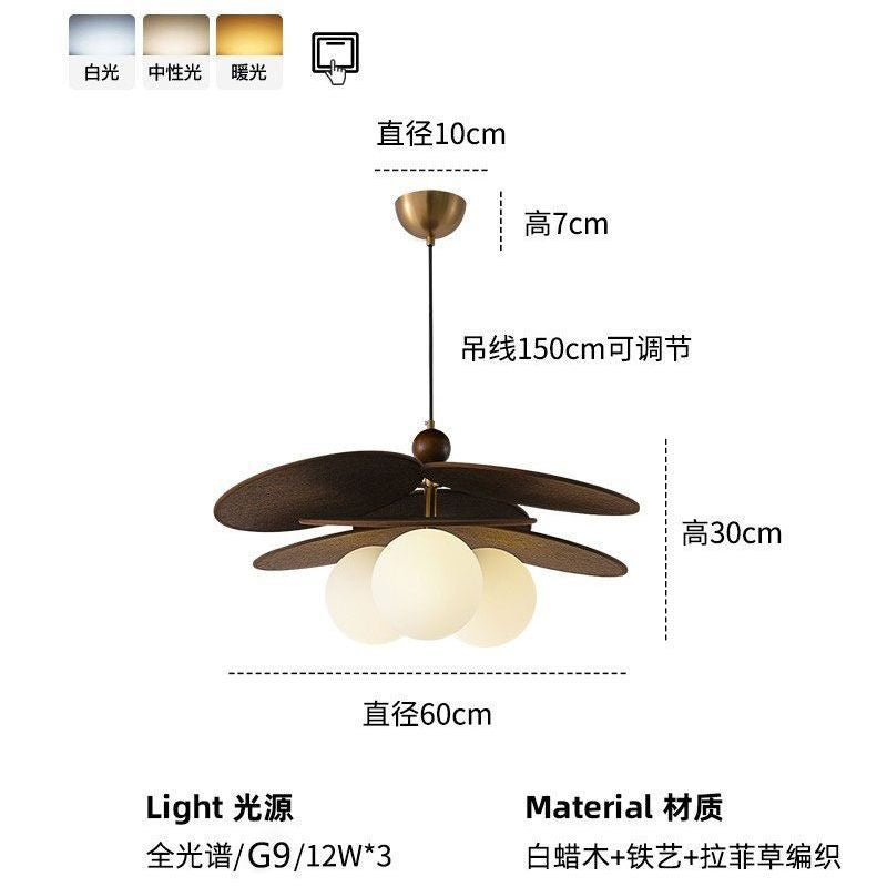 French medieval chinese ancient style rattan lamp restaurant japanese retro dining table chandelier bedroom master bedroom study balcony
