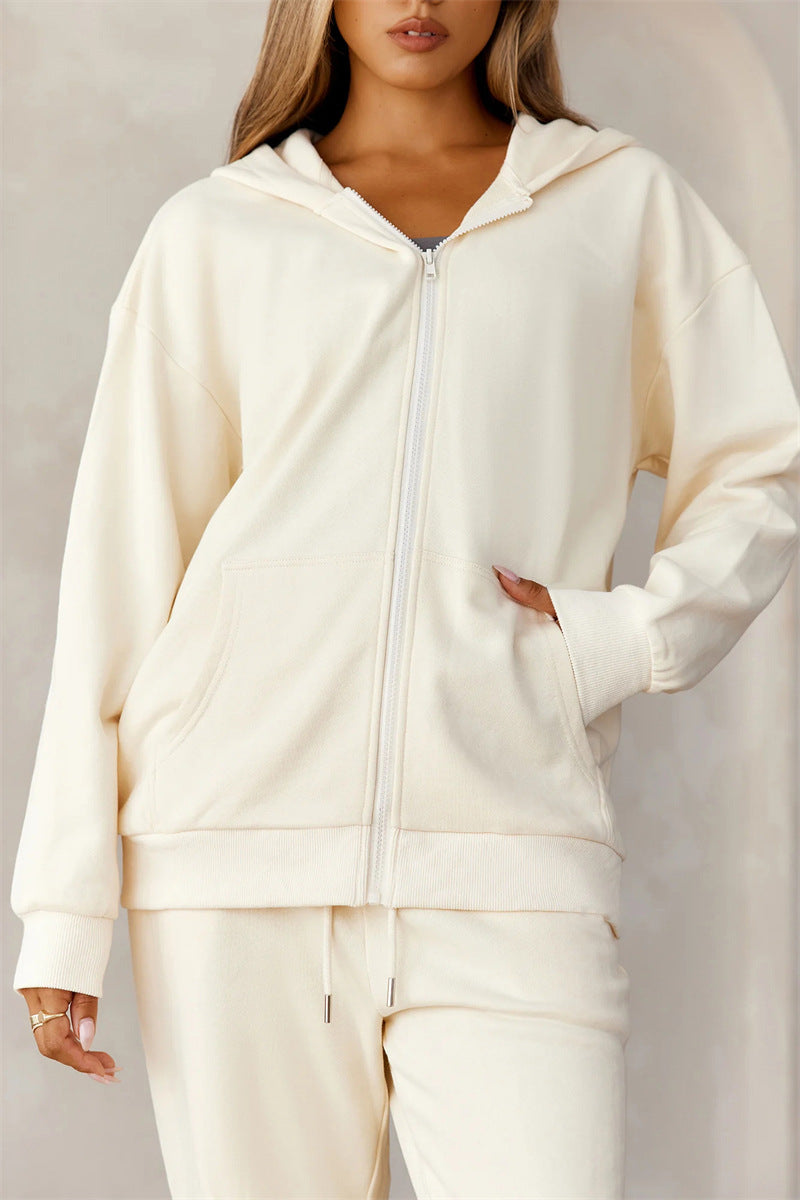 European and American casual suit American autumn and winter cardigan sports women's clothing fashion street style long-sleeved jacket trousers two-piece set