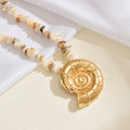 Exaggerated necklace wholesale cross-border new arrival oversized alloy conch pendant beach ocean shell string chain women's clavicle chain