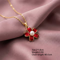 hot-selling copper inlaid zirconium drop oil camellia pearl necklace for women accessible luxuryfashioneasiest for matchelegant clavicle chain suit