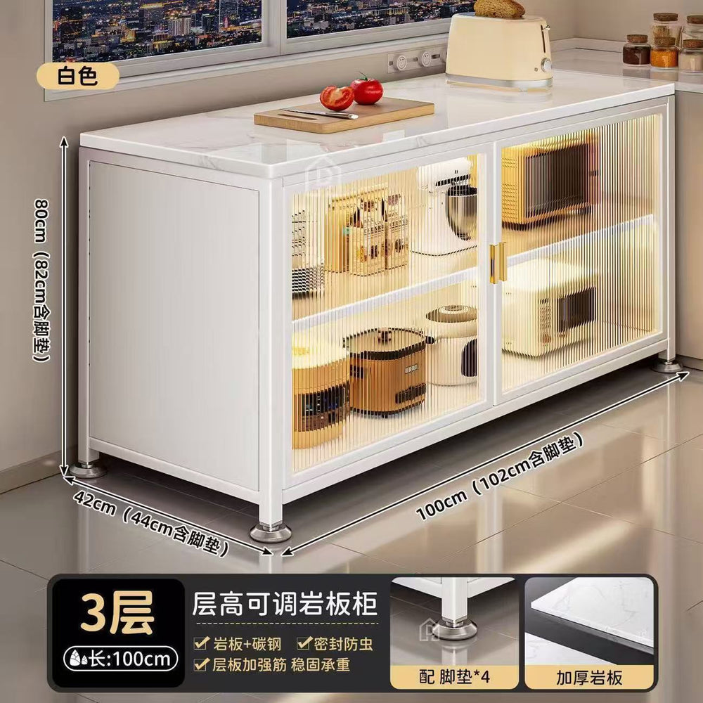Medieval style sideboard changhong glass with lights for home restaurant tea storage cabinet cream style multifunctional water bar cabinet