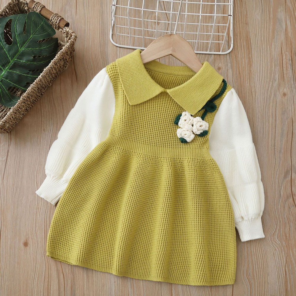 Girls' knitted sweater dress -  lunar new year edition - sweet handmade knit dress for baby girls