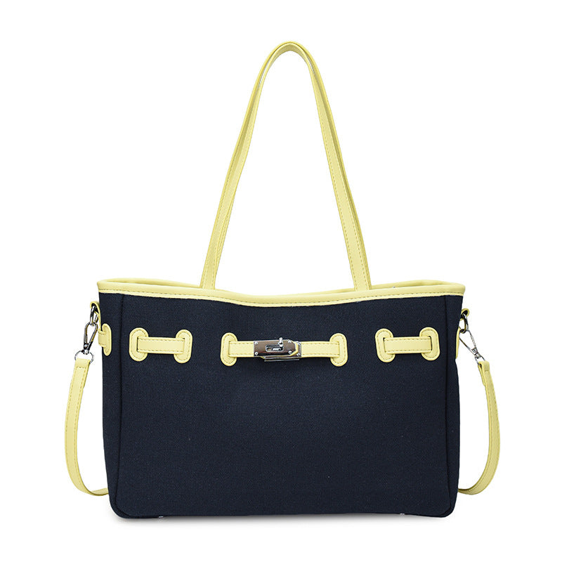 Cross-border casual Korean version canvas bag women's handbag large-capacity commuter tote bag fashion shoulder messenger bag