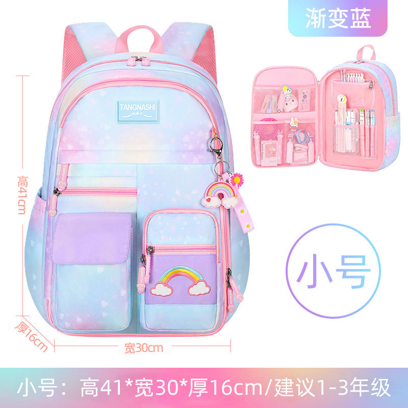 school bag kids school bag primary school student school ultra-light weight-reducing girl's three-piece backpack