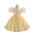 Export children's dress satin puff sleeve party princess dress flower girl birthday party dress kids dress