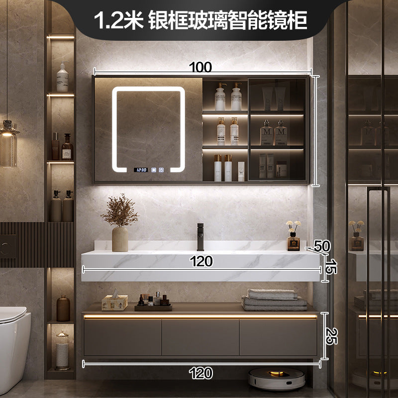 [Spot] Multifunctional storage rack, rock slab hot bending integrated basin, bathroom, washstand, face wash, bathroom cabinet combination