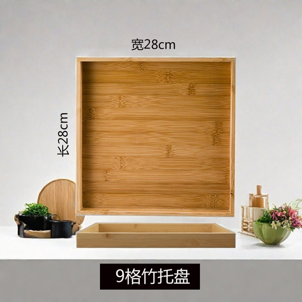 Bamboo tray fruit plate snack plate 2 grids 3 grids 4 grids 6 grids tray bamboo wood plate restaurant barbecue plate bread plate