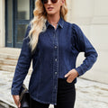 European and american cross-border foreign trade women's spring and summer new  independent station washed shrug denim long-sleeved shirt tops
