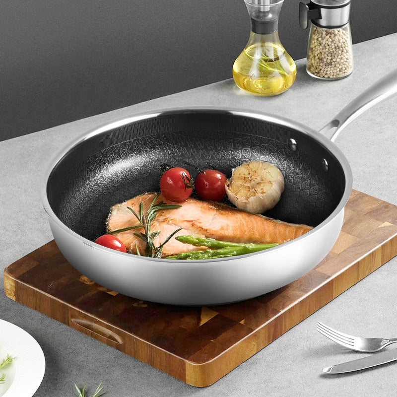 Complete non-stick cookware set: honeycomb non-stick frying pan, universal 316 stainless steel uncoated pot set for home use