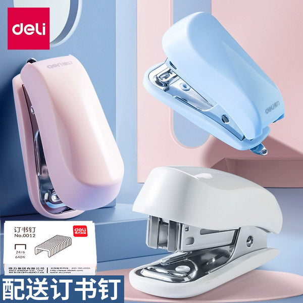 Deli Stationery 0255 Mini Book Stapler Set Small Binding Machine Convenient Binding Machine + 640 Nails