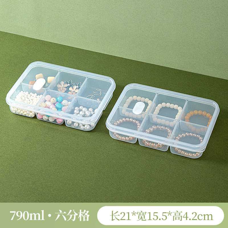 Desktop grid transparent jewelry storage box plastic with lid multi-grid classification Wenwan bracelet beaded storage box