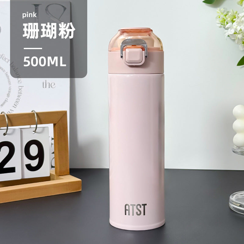 New arrival: stylish 304 stainless steel insulated tumbler - minimalist, portable, perfect for students, men & women. pop-up lid design. wholesale options available for promotional gifts