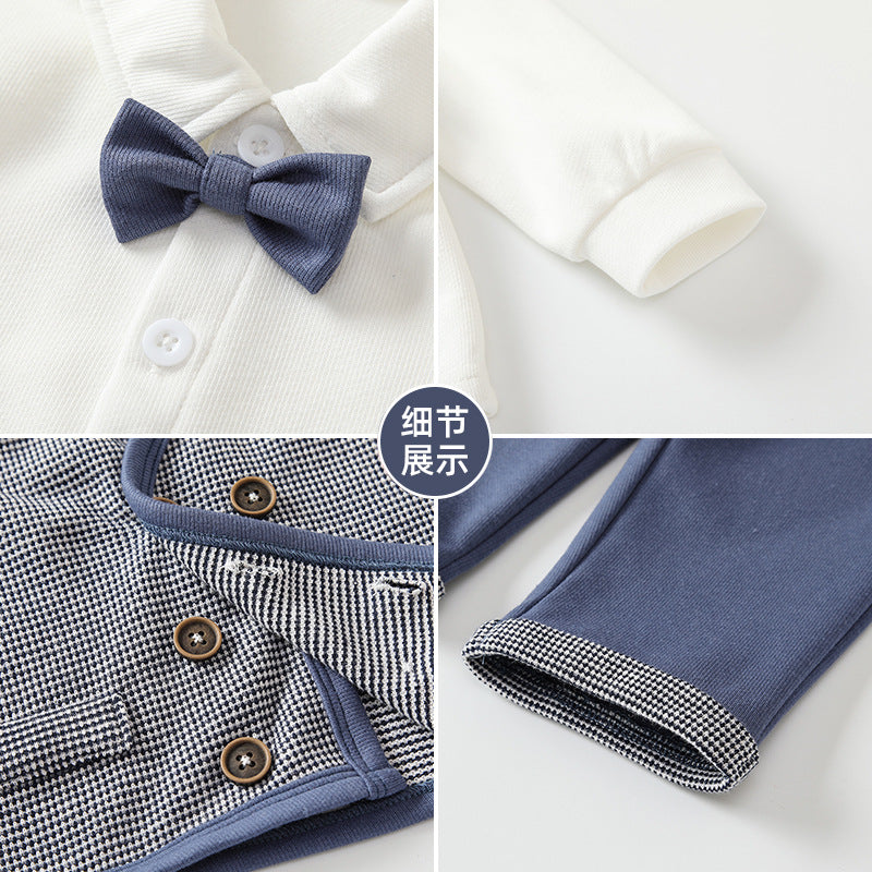 Boys' spring/autumn  new british style vest, children's clothing, gentleman's preppy three-piece set for boys