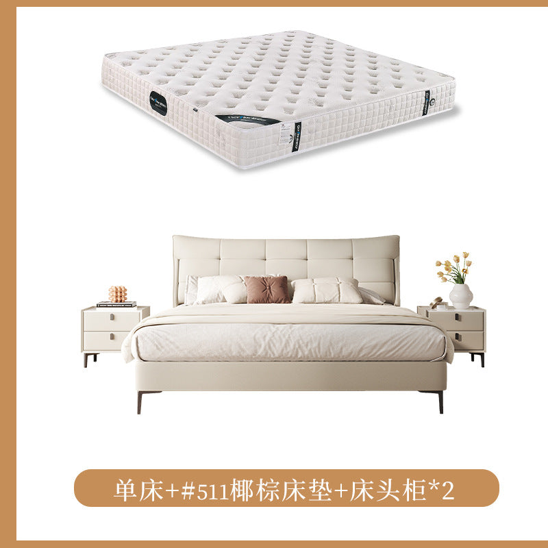 Light french cream style bed small apartment casualaccessible luxury foshan furniture master bedroom double 1.8m genuine leather bed