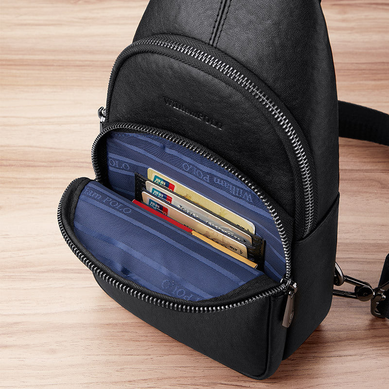 Emperor Paul breast bag men's leather shoulder bag men's messenger bag first layer cowhide mobile phone elk head fanny pack wholesale