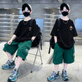 Boys' trendy sports outfit:  new korean style, casual printed summer t-shirt and shorts two-piece set for mid-to-large children