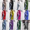 European and american autumn/winter long wool coat - chic, commuter style, beltless, turn-down collar, relaxed fit, wool green coat for women