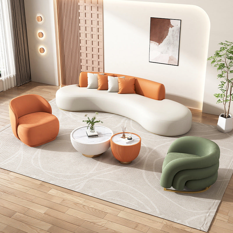 Beauty salon seating area sofa and coffee table set - unique curved design, hotel lobby leisure chair, homestay sofa
