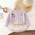 Girls' fall/winter outfit: new knitted cardigan and princess tutu skirt set for little girls - stylish two-piece set with mesh overlay
