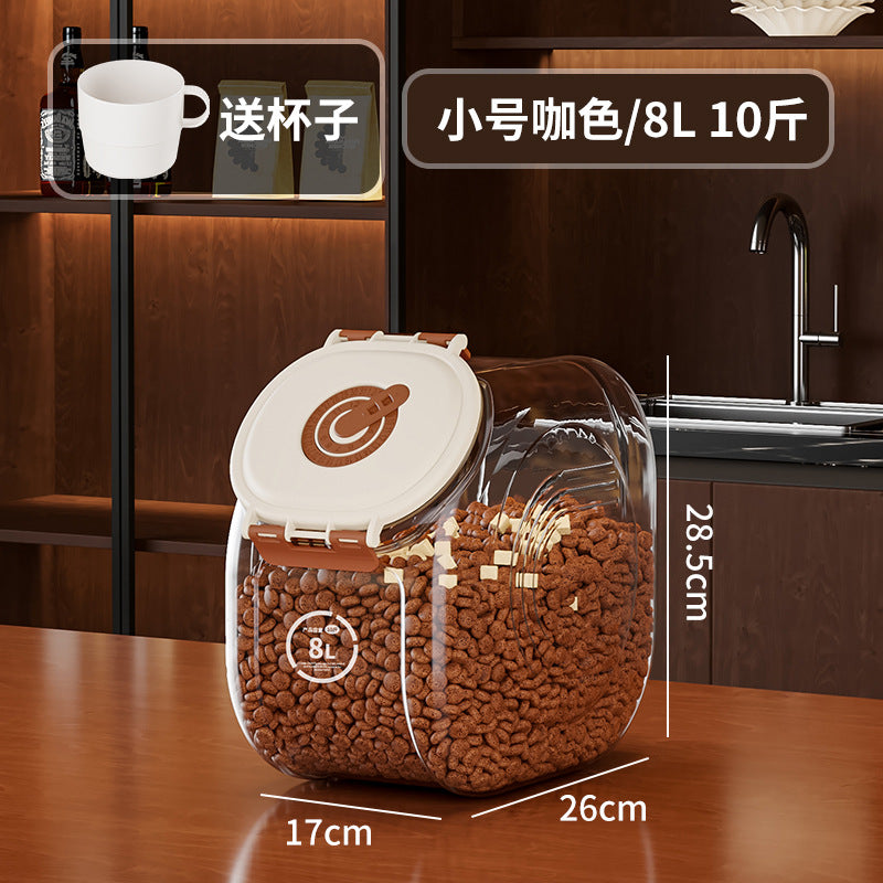 Cat food bucket Dog food storage sealed bucket Moisture-proof grain storage bucket Grain sealing Pet cat food tank Household storage box
