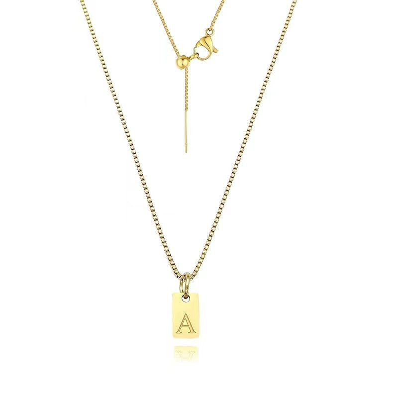 European and american cross-border diy titanium steel engraved name necklace for women, fashionable minimalist letter clavicle chain, 925 silver versatile pendant