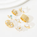 Women's pearl ring set - european & american fashion, geometric, unique design, baroque floral & teardrop rings - wholesale