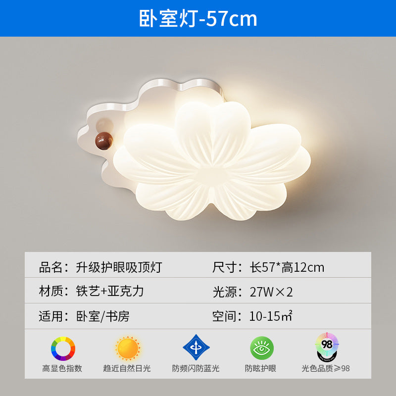 Log cream wind bedroom ceiling light simple modern new walnut pattern creative master bedroom eye protection room lighting