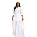 European and american women's clothing  autumn new collection: sweet and fresh turn-down collar long sleeve blouse with high-waisted midi skirt - fashionable casual set