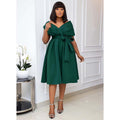 Amazon cross-border : european and american style sexy deep v-neck a-line maxi african dress evening gown