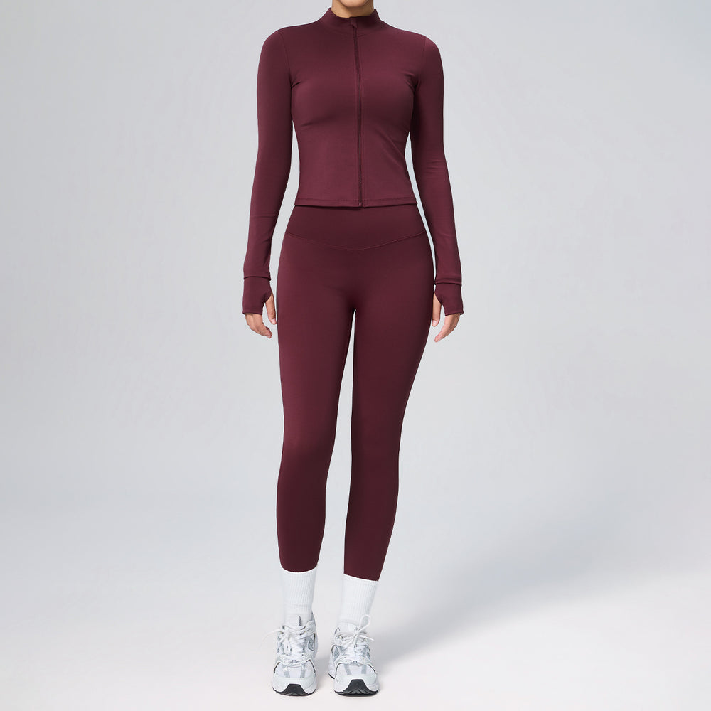 new women's tight-fitting yoga set - cardigan running sportswear set, quick-dry fitness outfit, three-piece set