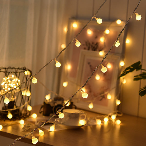 Outdoor waterproof led small ball light string, ambient decorative lights, wedding bedroom arrangement, Christmas decoration lights