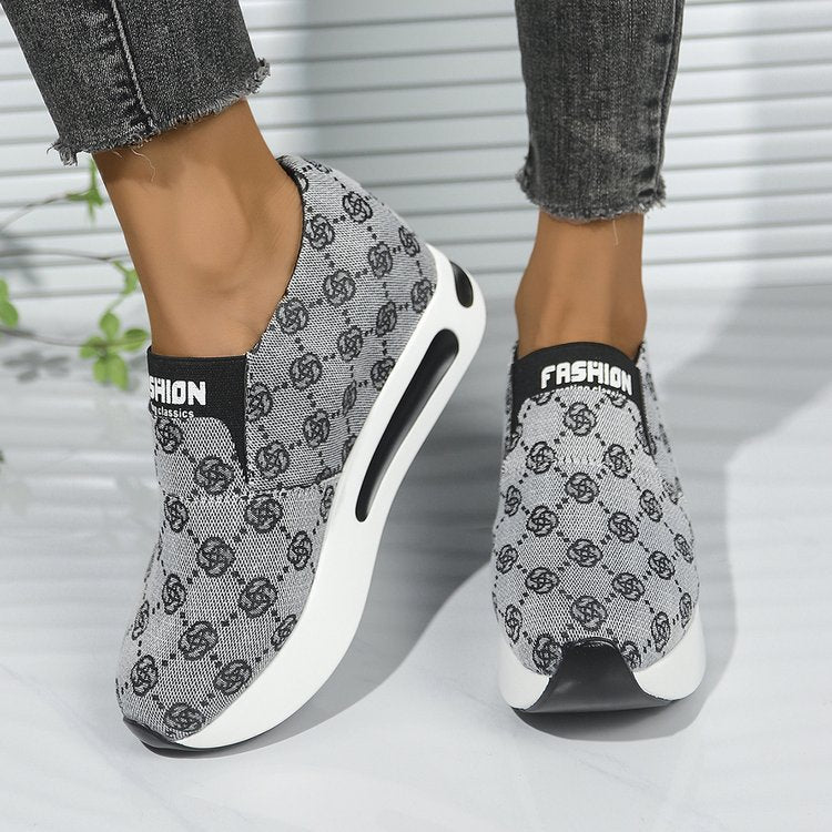 women's fashion flat heel hidden wedge mesh breathable casual flats - supports cross-border platforms and dropshipping