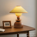 Medieval style pleated fabric double-layer log spherical base warm light table lamp b&b guest room bedroom tea room wabi-sabi style
