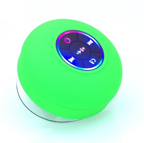 Bathroom waterproof wireless bluetooth speaker with color-changing lights, suction cup mount, mini outdoor rechargeable desktop speaker