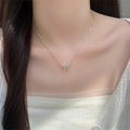 fashion business bow pendant necklace accessible luxuryniche stylesense of design inlaid zircon bow pendant necklace