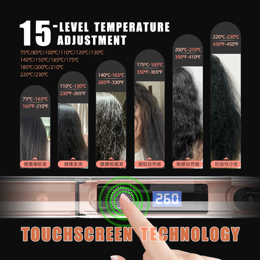Cross-border touch screen hair straightener, negative ion splint to straighten hair, curling iron straightener