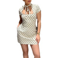 women's summer dress - cross-border european & american fashion - polka dot tie-up french mini dress - vacation style dress