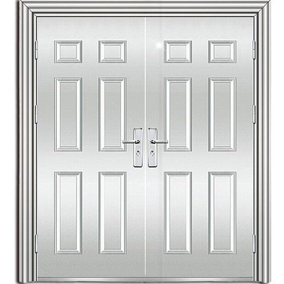 304 stainless steel door self-built house double-open rural glass door for home white steel rose entrance security door