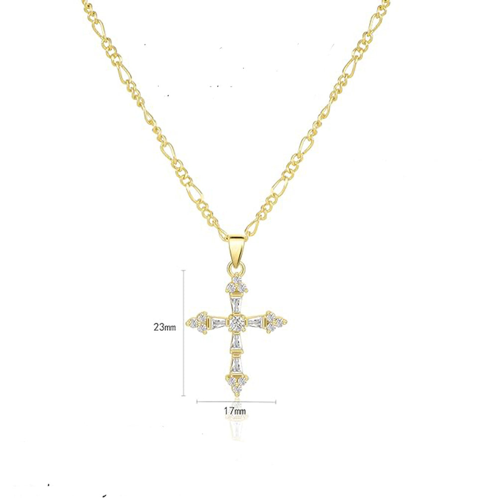 Amazon new arrival: cubic zirconia inlaid cross choker necklace - 14k gold plated smooth cross pendant box chain necklace
