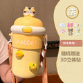 Cartoon bouncing glass cup - large capacity, portable, high-value design for women, cute strapped mug, promotional gift cup
